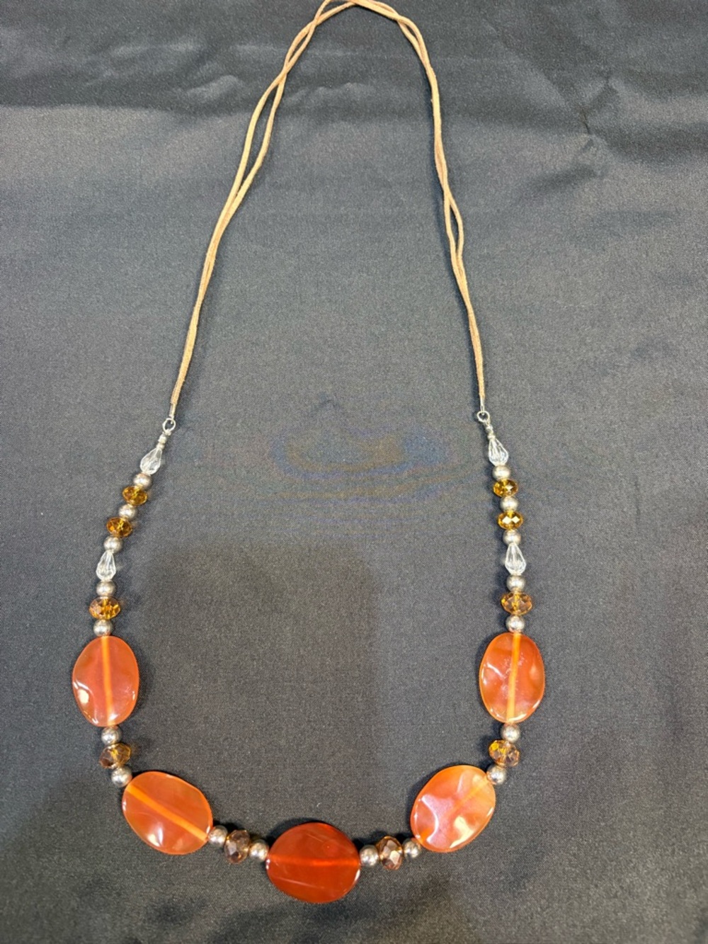 Orange and Brown Disc Bead Necklace